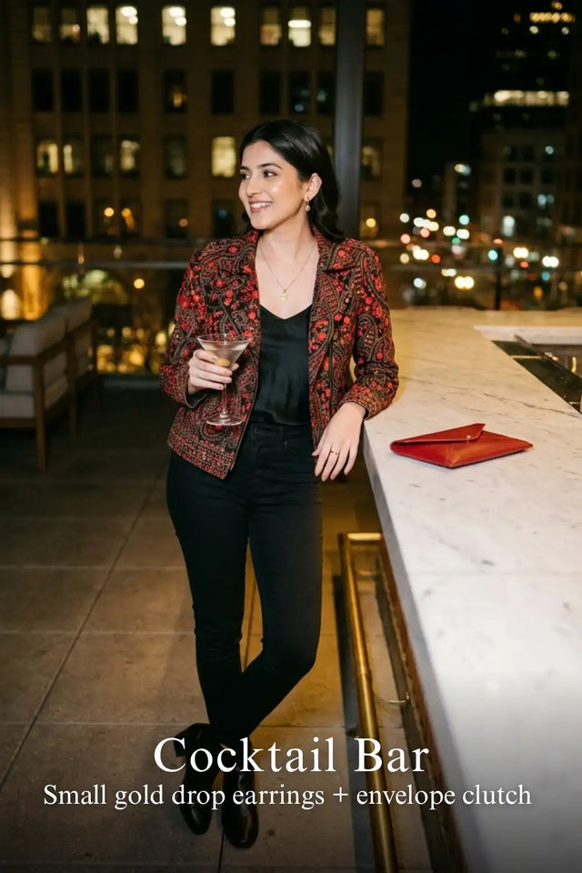 Crimson Paisley Black Hand Embroidered Biker Jacket — verified customer review photo