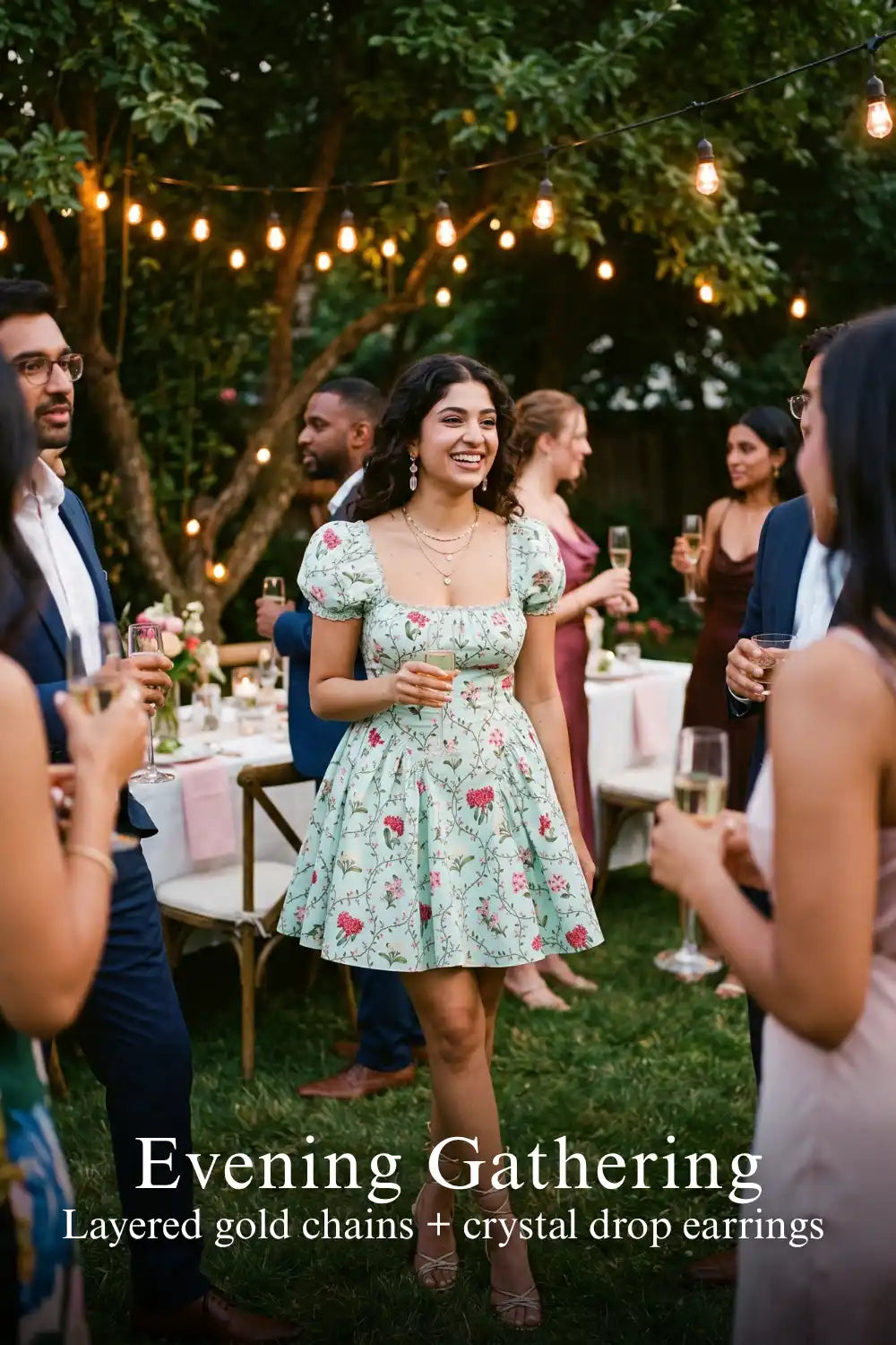 Pretty Pixie mint puff-sleeve floral mini dress for evening gathering.