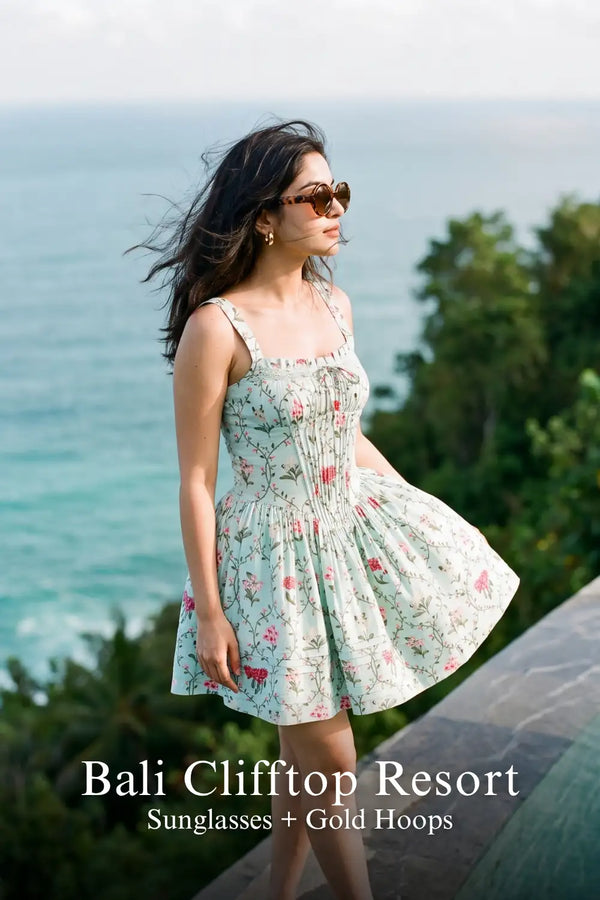 Mint Floral Stripe Mini Dress — view 2