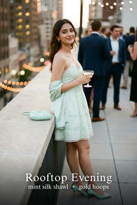 Pretty Pixie mint lace-trim spaghetti strap mini dress for rooftop evening.