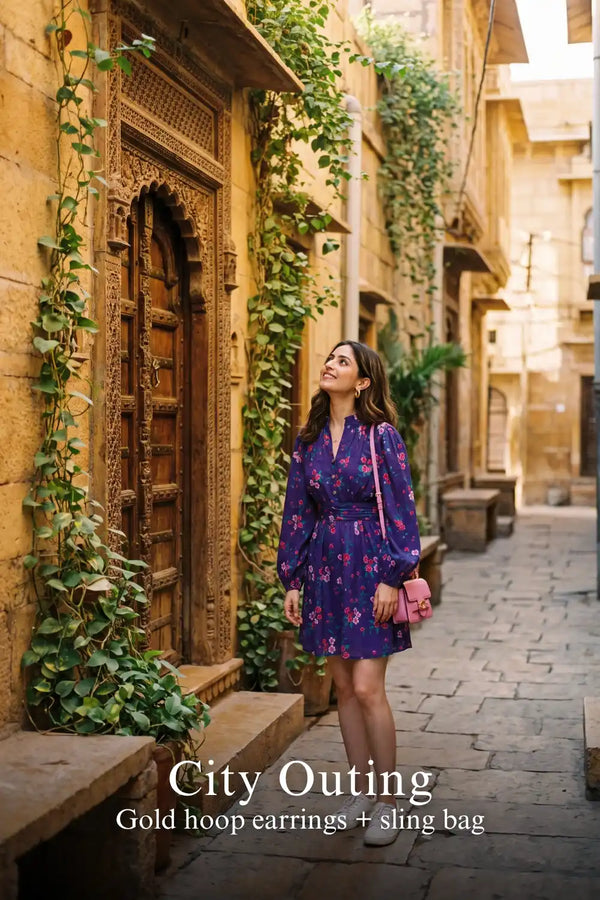 Royal Indigo Floral V-Neck Puff-Sleeve Belted Mini Dress — view 3