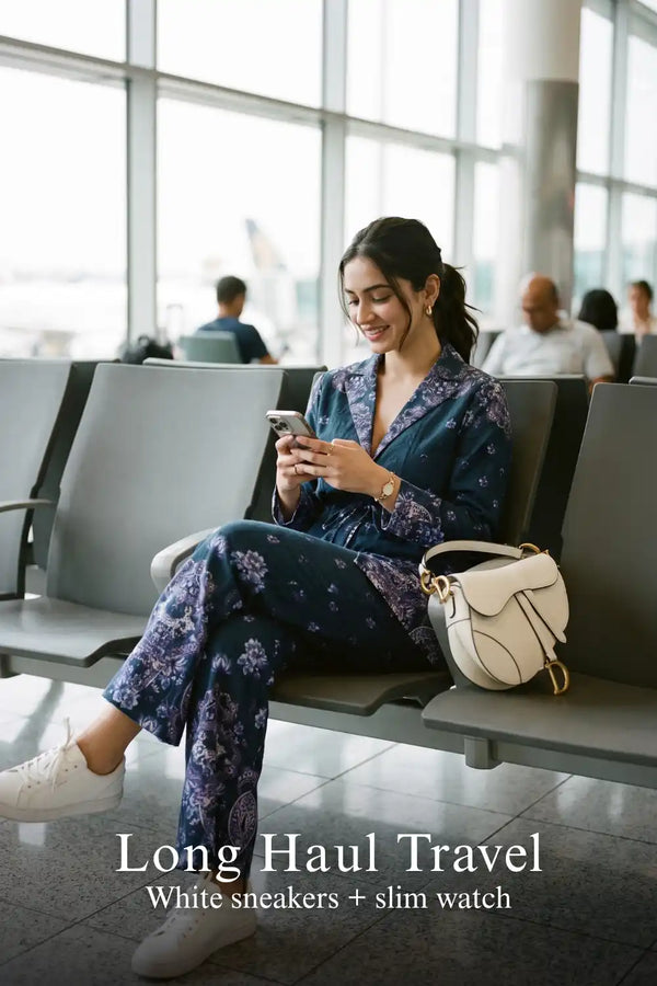 Navy Paisley Belted Blazer & Flared Pants Co-Ord Set — view 4