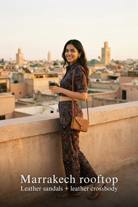 Pretty Pixie crimson paisley navy hand embroidered set for marrakech rooftop.
