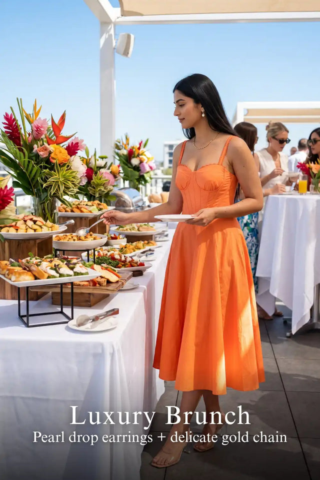 Coral Orange Spaghetti Strap Bustier Cotton Midi Dress — verified customer review photo