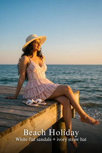Pretty Pixie blush floral cotton mini dress for beach holiday.