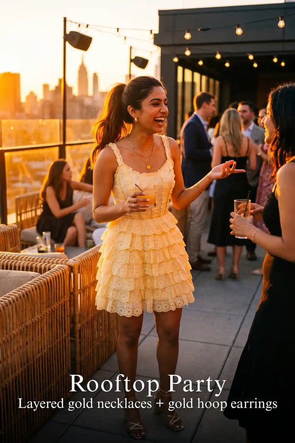 Buttercream Yellow Eyelet Tiered Ruffle Corset Mini Dress — view 3