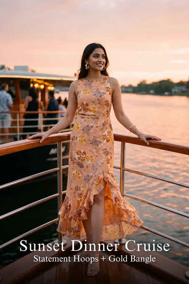 Glamour Peach Floral High-Low Ruffle Maxi Dress — verified customer review photo