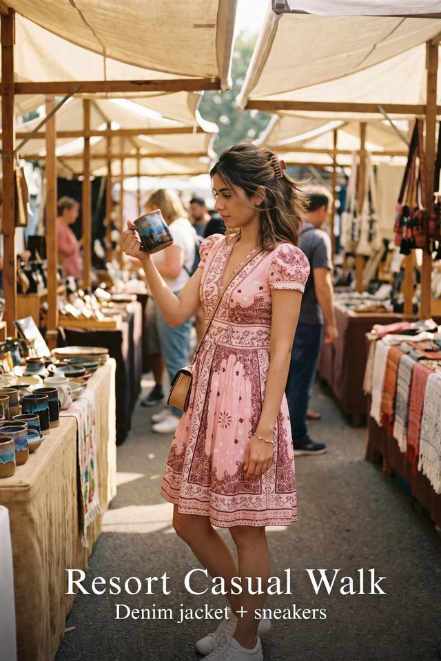 Pink Bandana V-Neck Belted Mini Dress — verified customer review photo