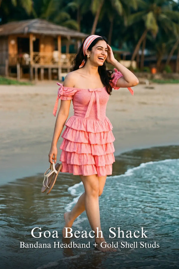 Pink Eyelet Ruffle Mini Dress — view 4