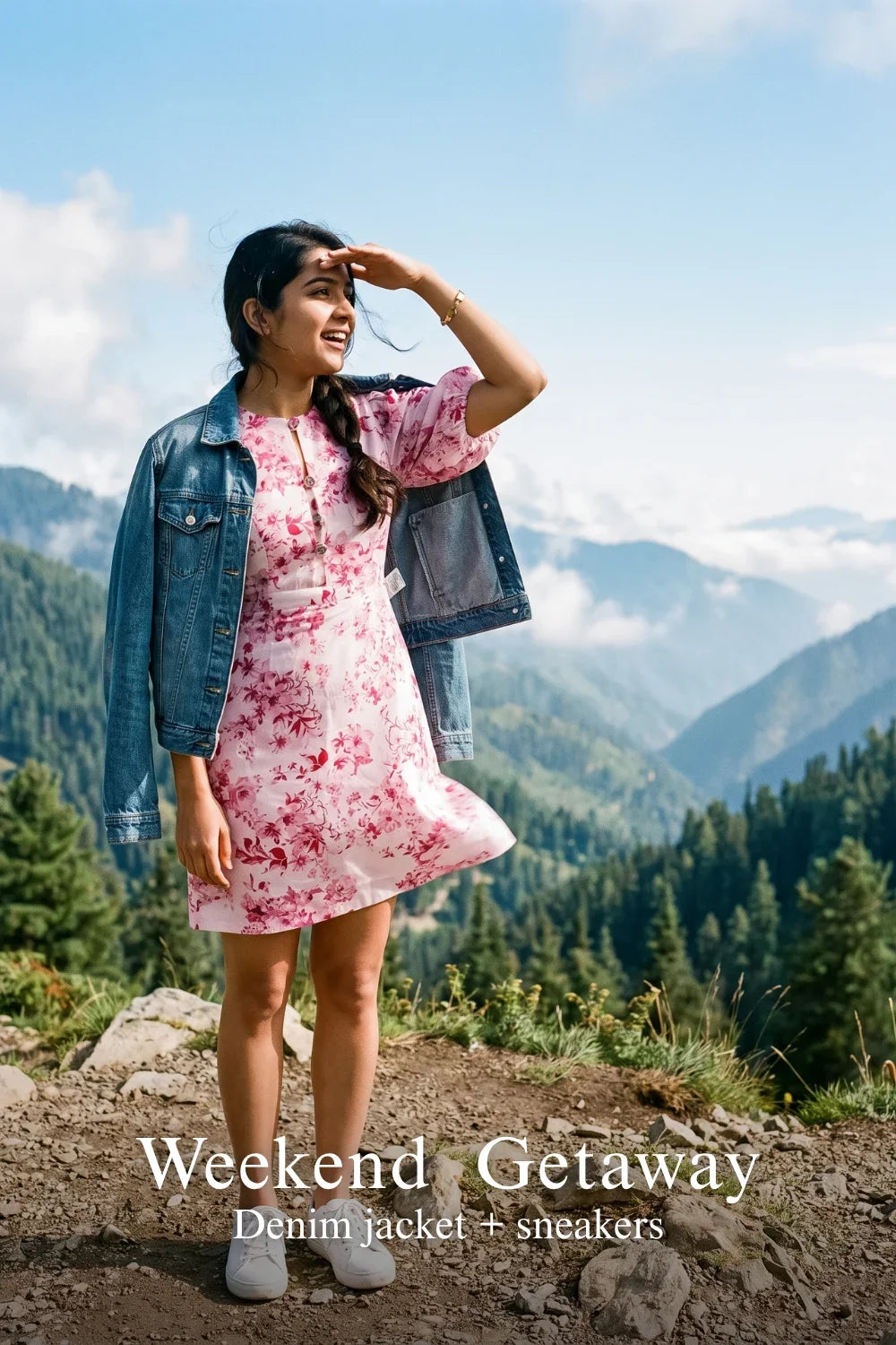 Pretty Pixie pink floral keyhole mini dress for weekend getaway.