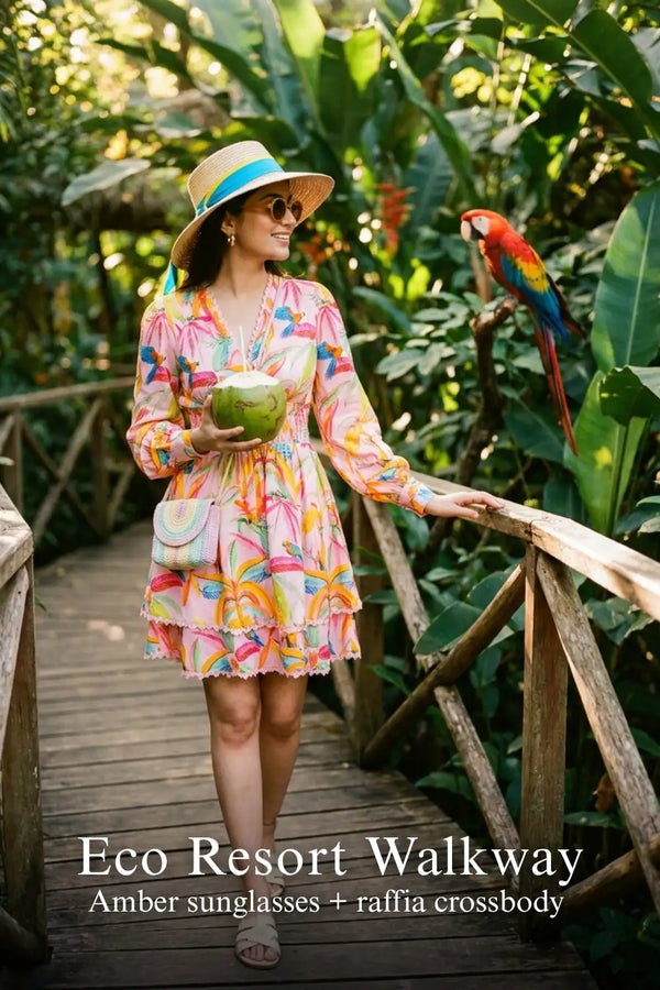 Vibrant Floral Ruffled V-Neck Mini Dress — view 2