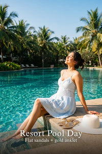 Pretty Pixie powder blue lace-trim spaghetti strap dress for resort pool day.