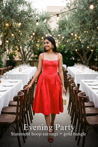 Pretty Pixie coral red spaghetti strap bustier midi dress for evening party.