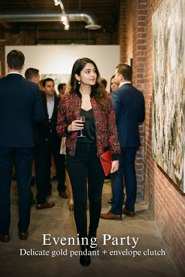 Crimson Paisley Black Hand Embroidered Bomber Jacket — view 4