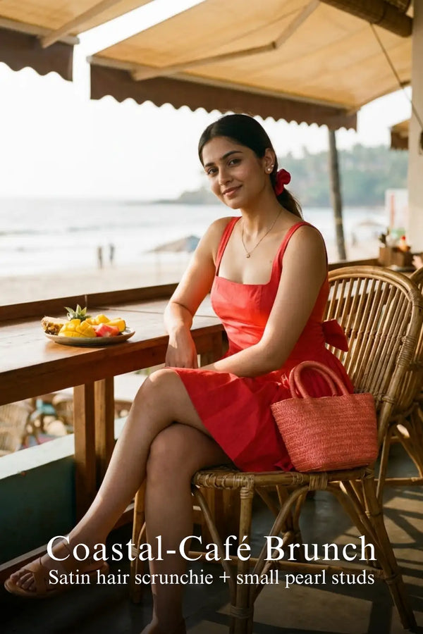 Coral Red Pleated Square-Neck Mini Dress — view 4