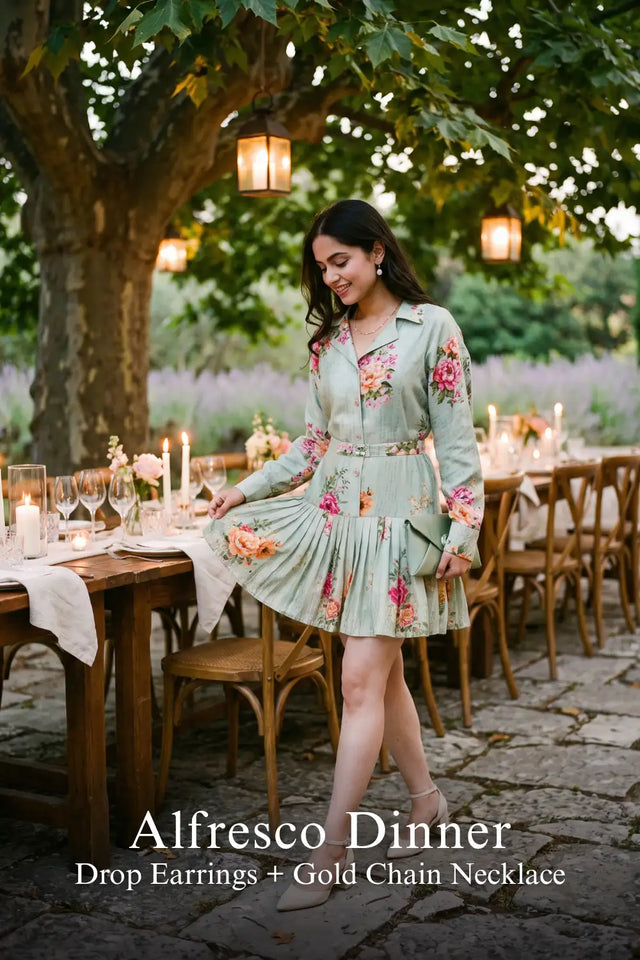 Mint Floral Belted Pleated Shirt Mini Dress — verified customer review photo