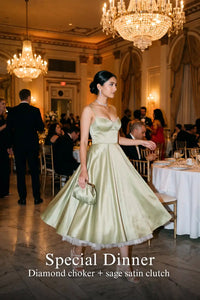 Pretty Pixie olive green cotton bustier spaghetti dress for special dinner.
