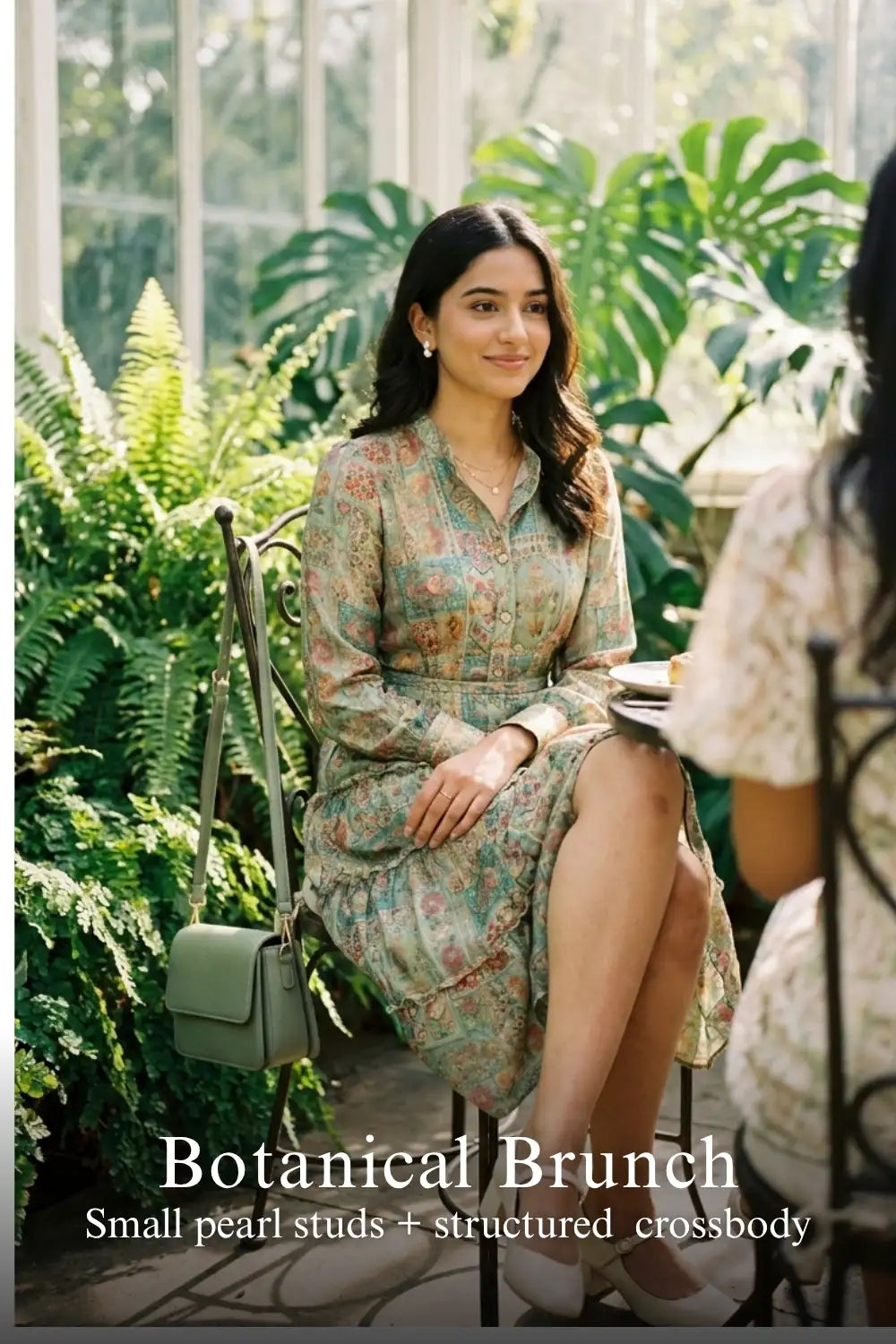 Pretty Pixie sage boho green jacquard floral belted dress for botanical brunch.