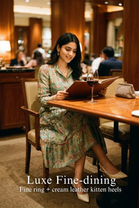 Pretty Pixie sage boho green jacquard floral belted dress for luxe fine dining.