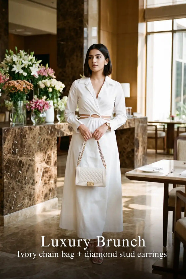 White Cutout Maxi Shirt Dress — view 3