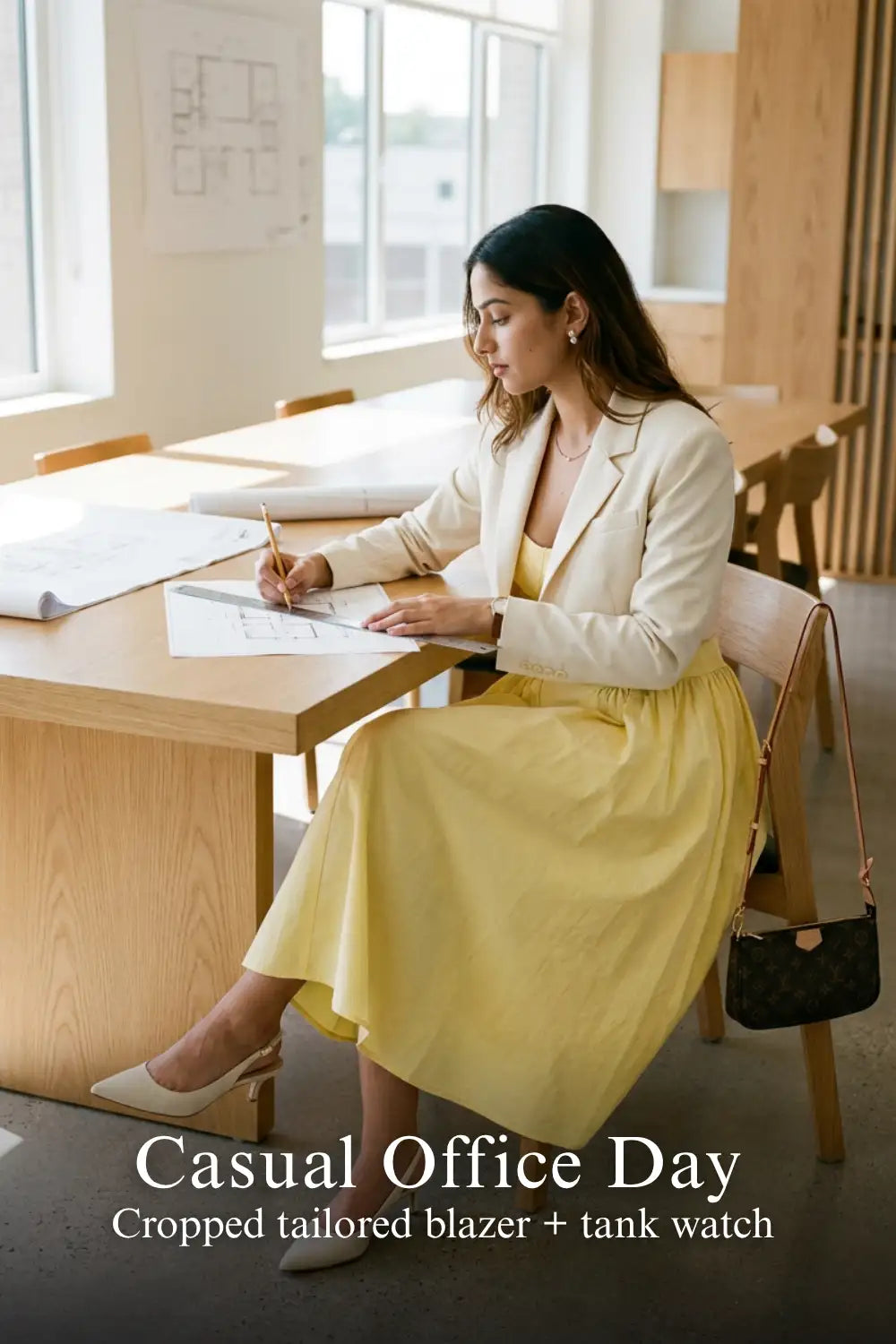 Pretty Pixie lemon yellow bustier cotton midi dress for casual office day.
