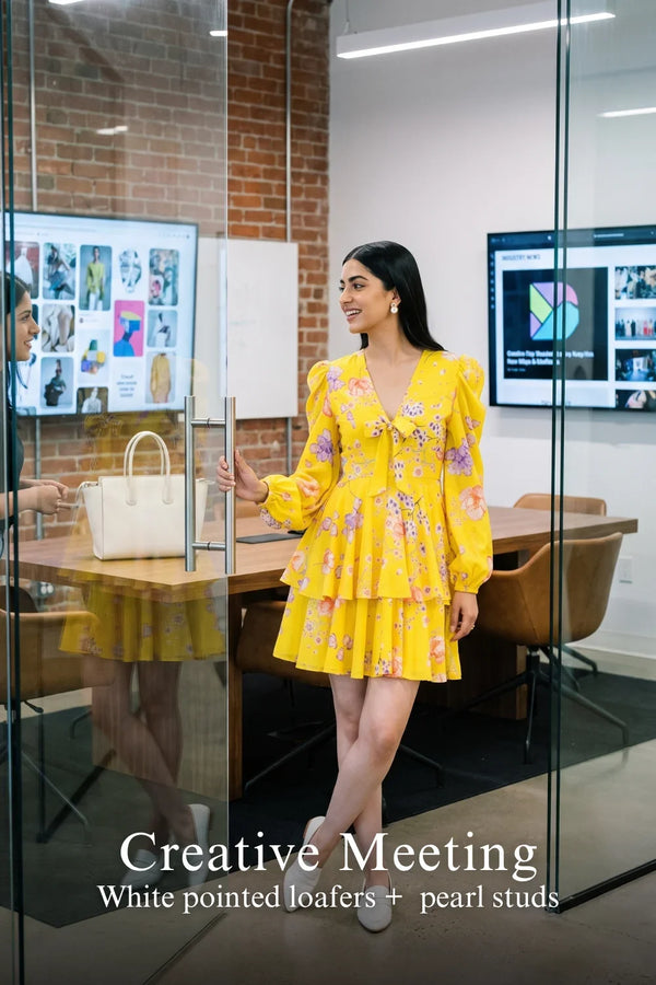 Marigold Tie-Neck Ruffle Mini Dress — view 4