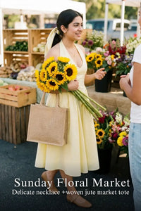 Pretty Pixie lemon yellow halter bustier midi dress for sunday floral market.