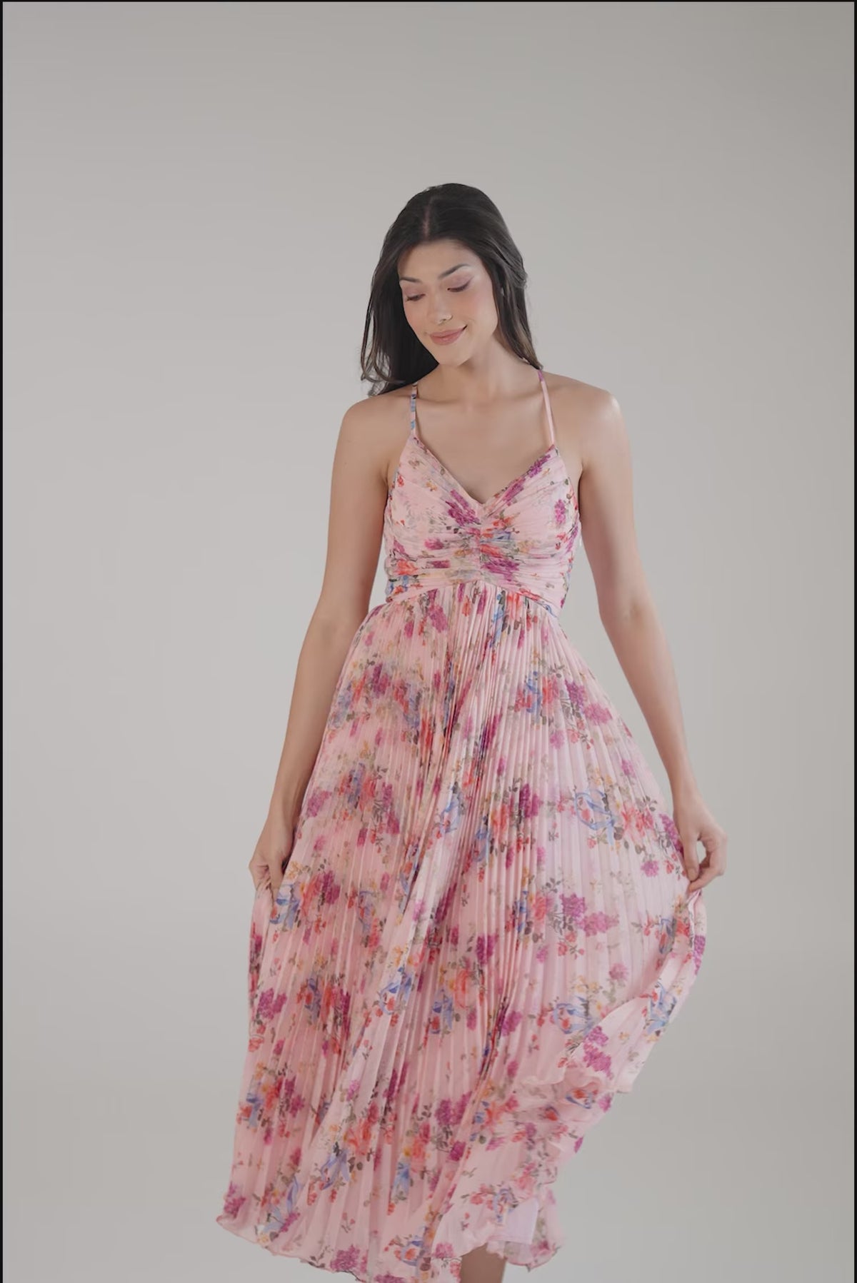 pink floral dresses women Women's Everything I Imagined Ivory & Linen Blend Maxi Dress | Size: L it cascades elegantly to the floor Graceful Batwing Sleeve Midi Dress