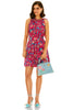 Pink sleeveless floral mini dress with ruffle