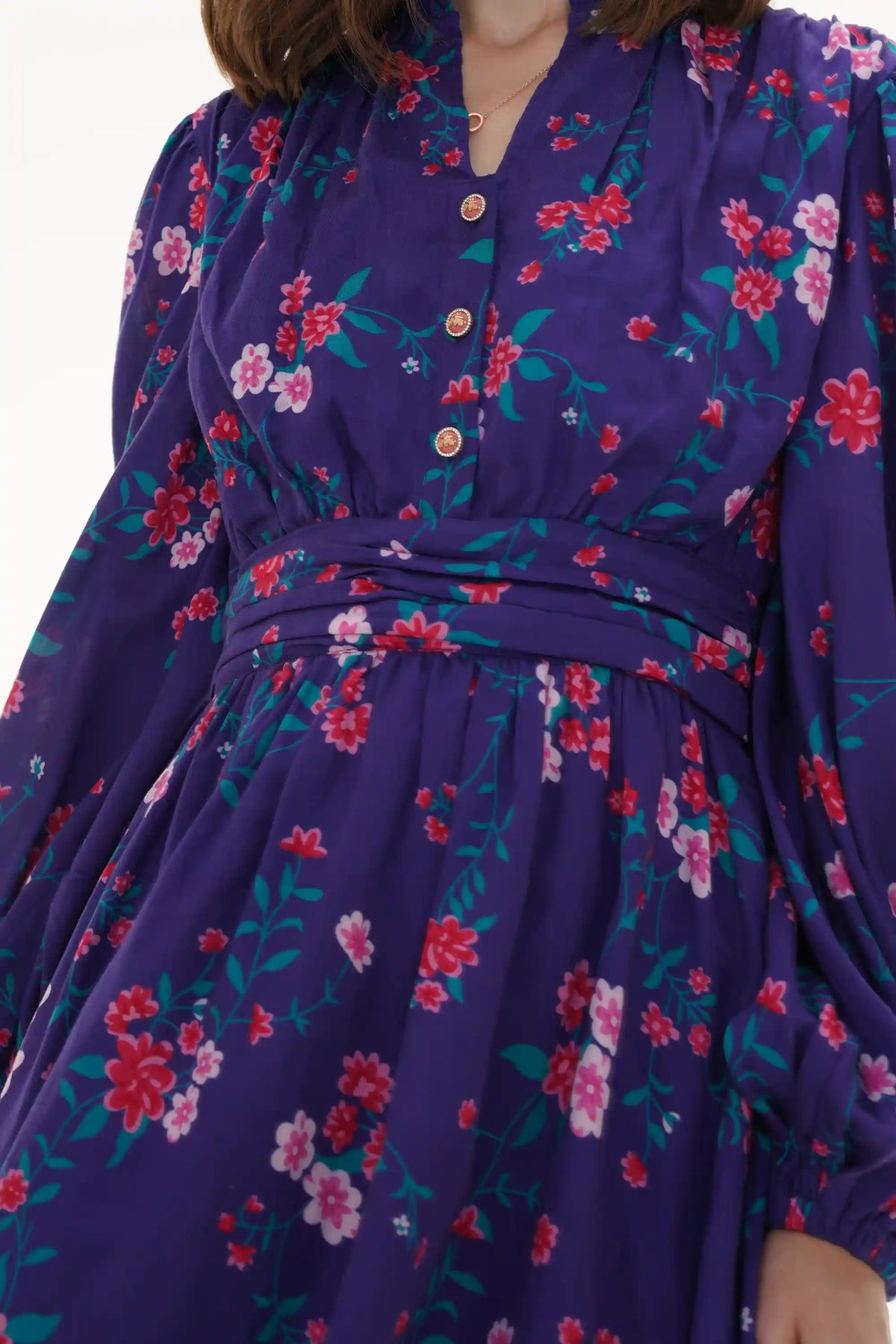 Royal Indigo Floral Mini Dress