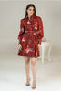 Rust Red Floral Belted Mini Dress