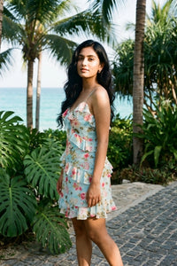 Seabreeze Rose Ruffle Mini Dress