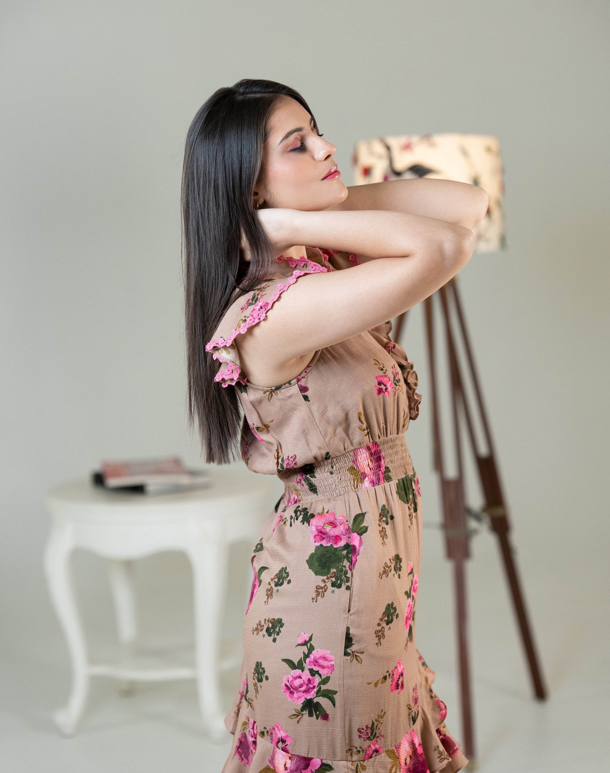 Mocha BloomTier Dress - Pretty Pixie