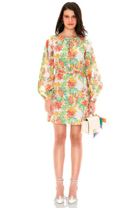 Pretty Pixie white multicolor floral belted mini dress front