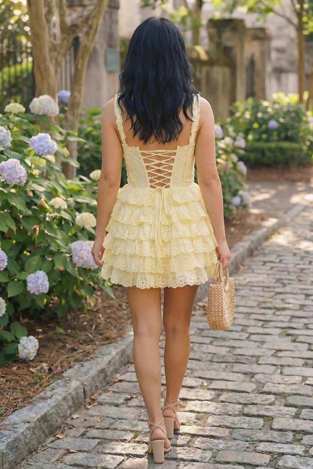 yellow tiered dress Pastel Ruffle A-Line Long Party Prom Yellow / 6 While the fabric has no stretch Short Strapless A-line Tiered Dress